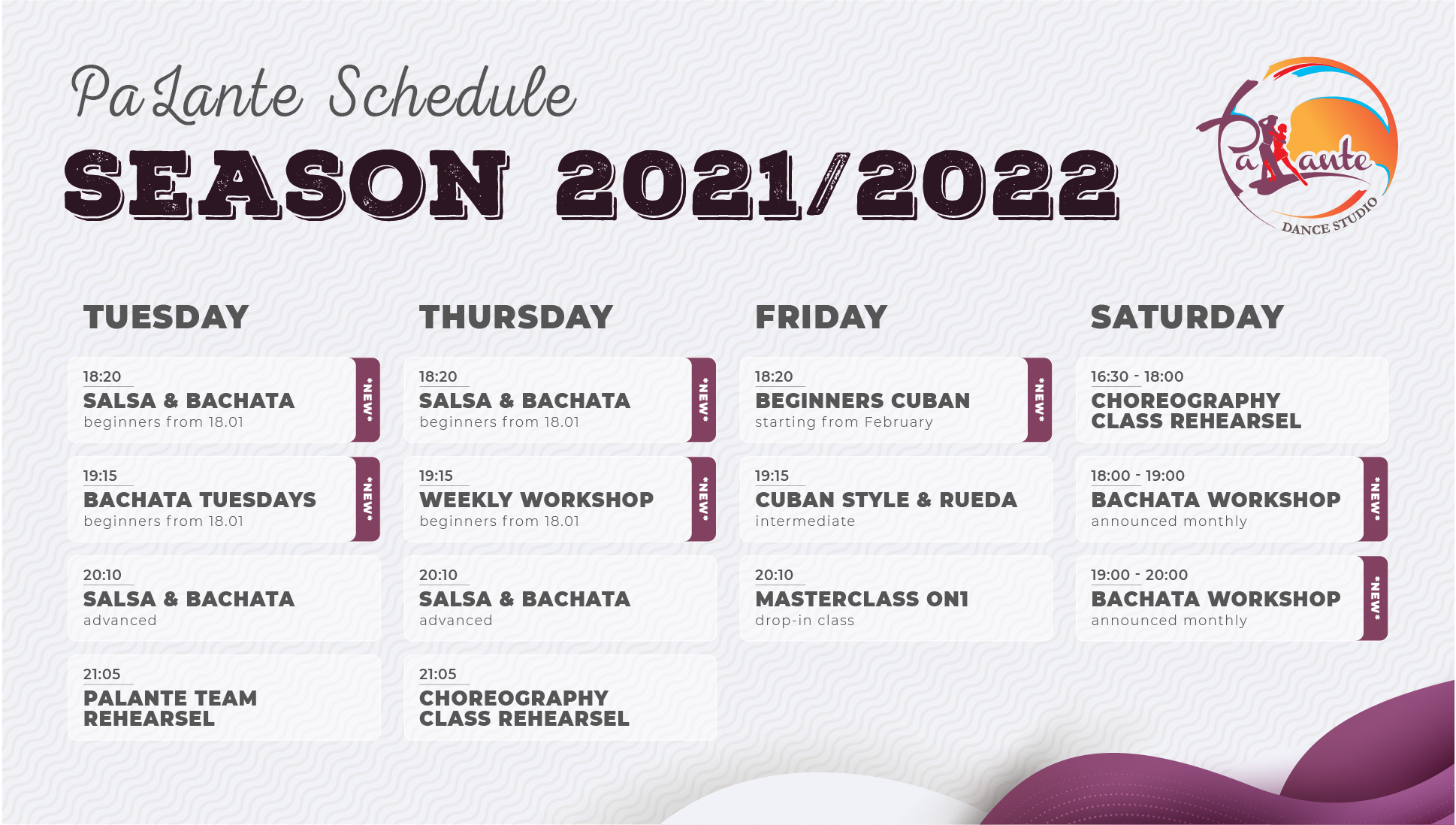 Classes Schedule