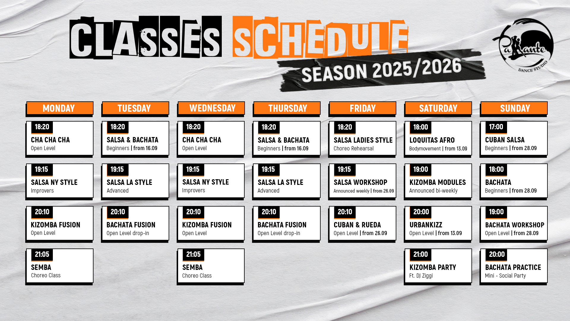 Classes Schedule
