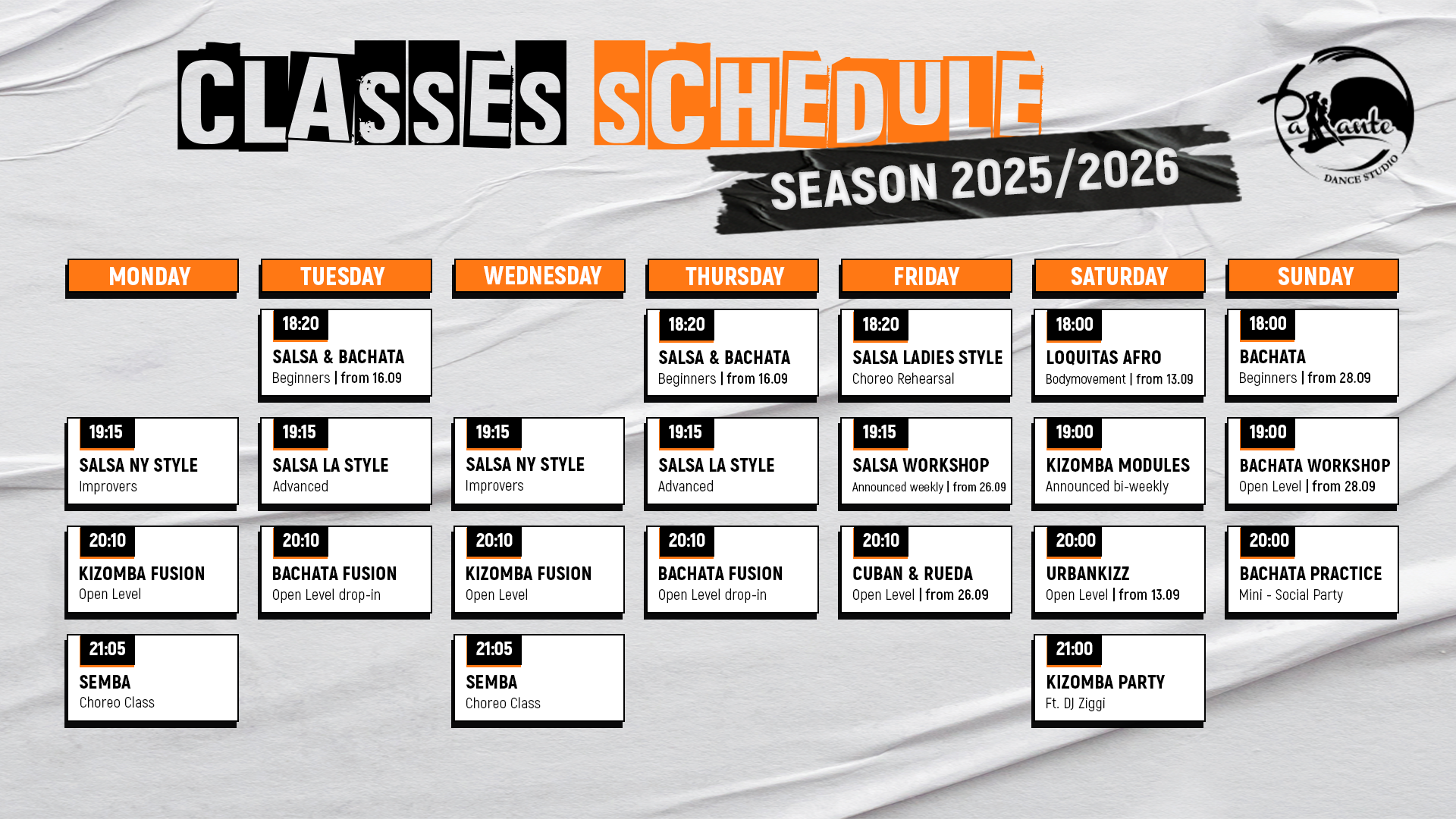 Classes Schedule