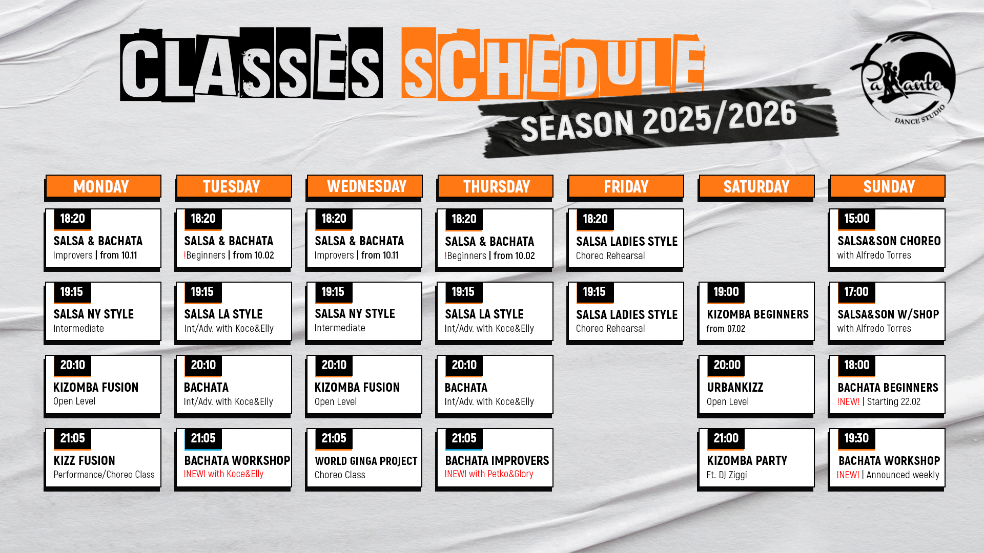 Classes Schedule