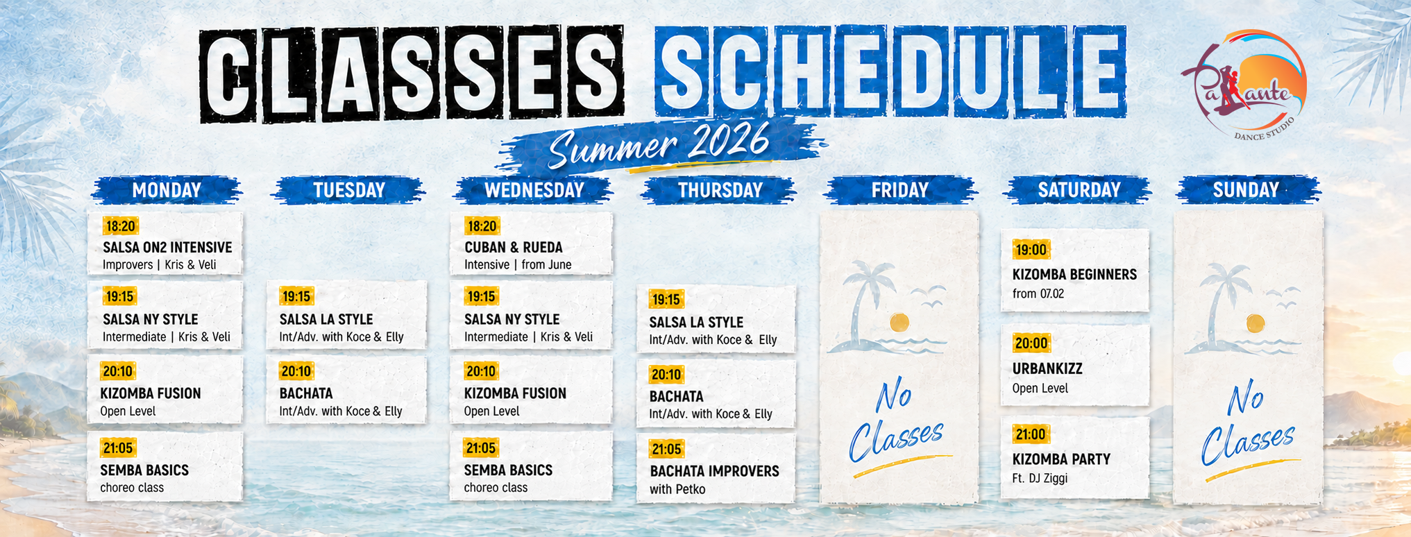 Classes Schedule