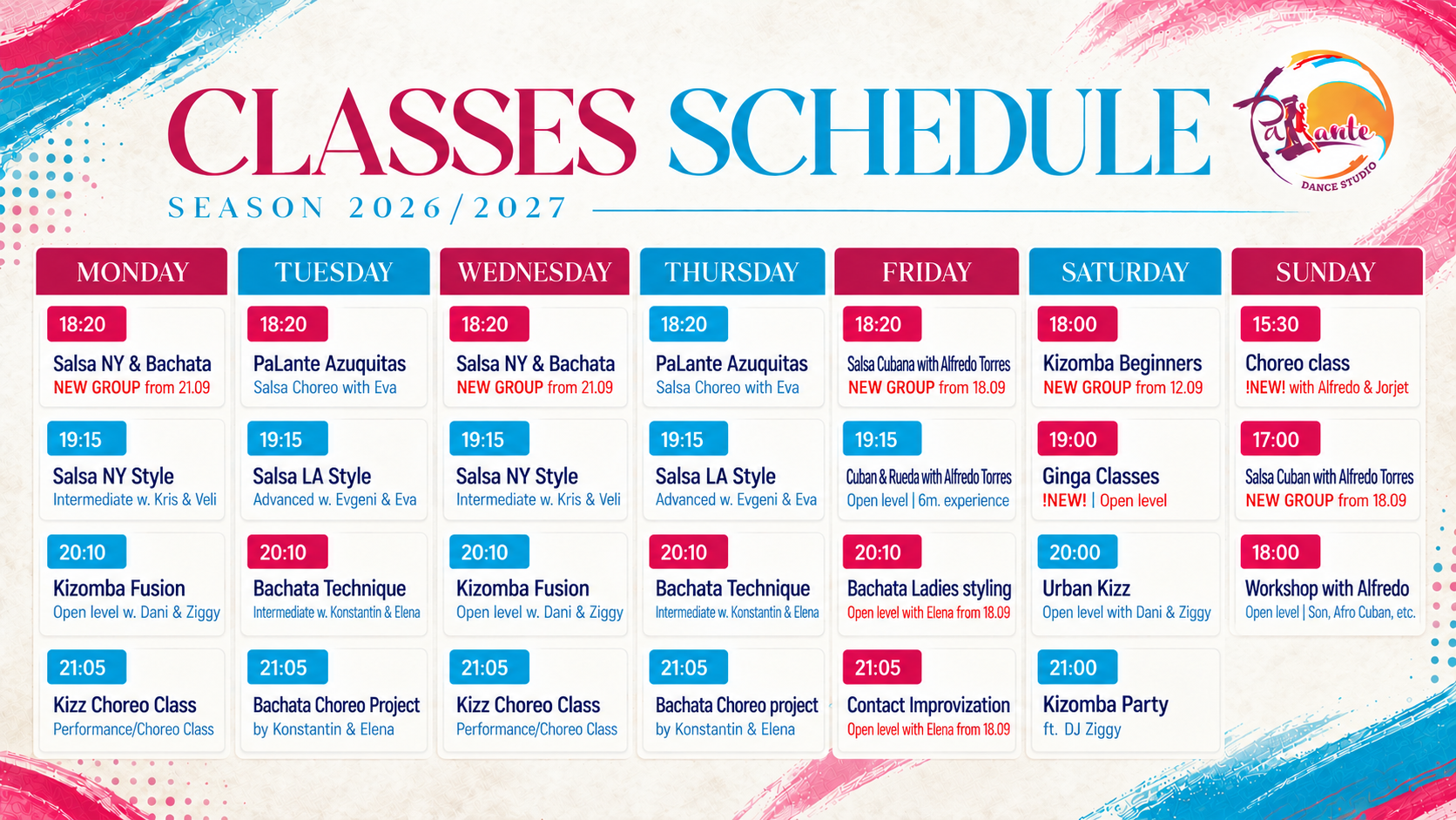 Classes Schedule