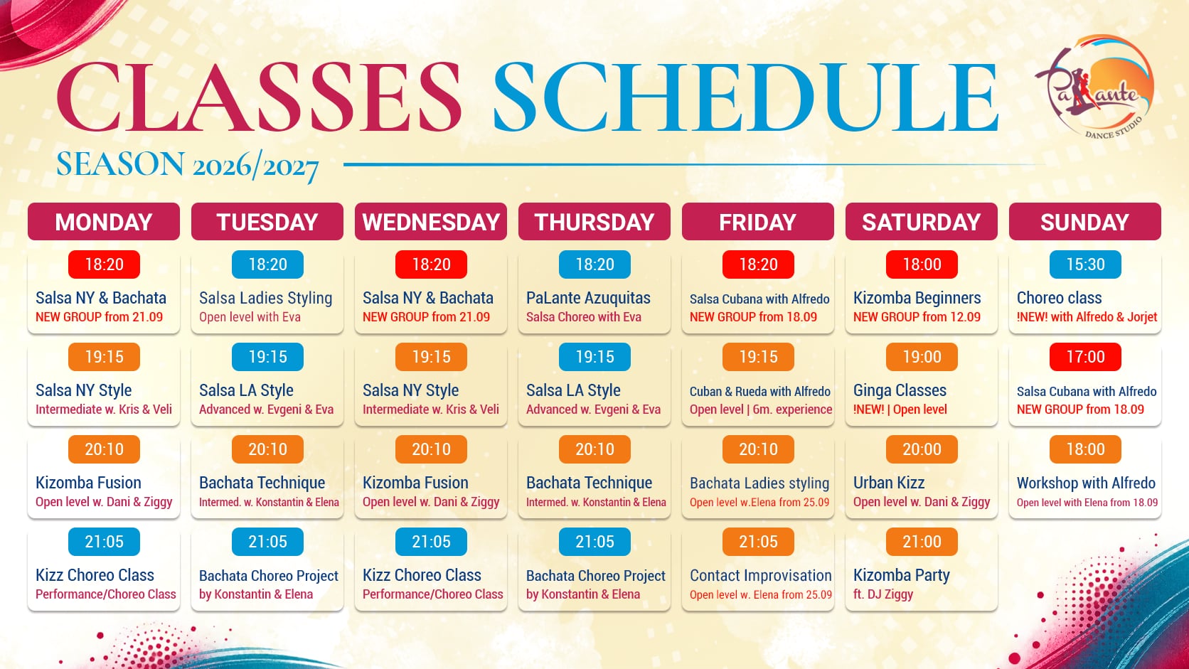 Classes Schedule